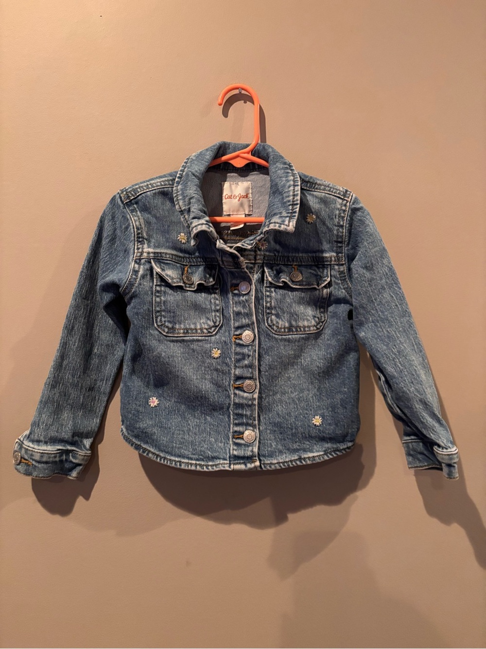 Cat & Jack Denim Jean Jacket with Daisy Embroidery flower floral embroidered